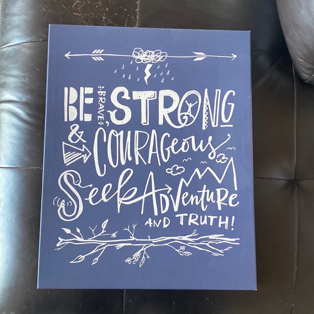 blue artwork, Be brave, strong and courageous